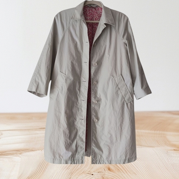 Vintage Laura Ashley Midi Rain Coat Jacket Floral Lining - Picture 2 of 10